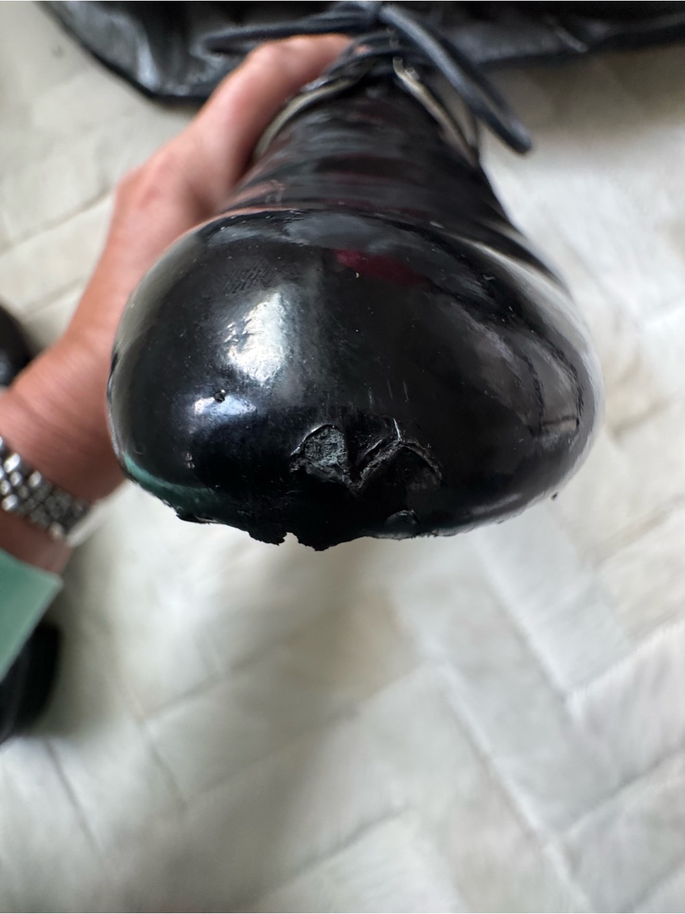 Prada Black Patent Leather Lace-Up Oxfords - Picture 13 of 14